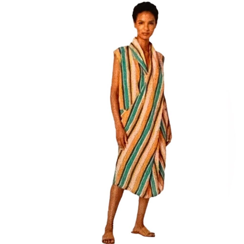Dubgee by Whoopi Colorful Stripe Sleeveless Shift Midi Dress With Pockets, S